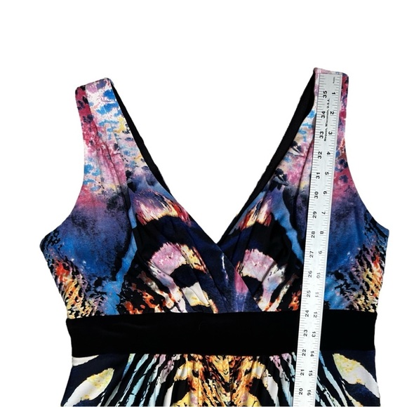 RONNI NICOLE Sleeveless Maxi Dress sz 10 Multicolor Anumal Print V-Neck  Stretch - Picture 6 of 10